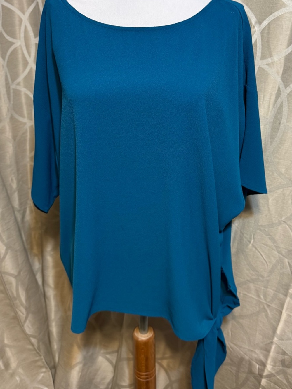 MICHAEL Michael Kors Women’s Teal Dolman Sleeve Side-Tie Blouse